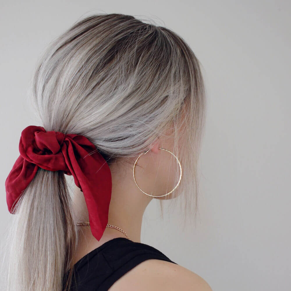 Satin Bow Hair Scrunchie - Effortless Style Ritual | Louvrs