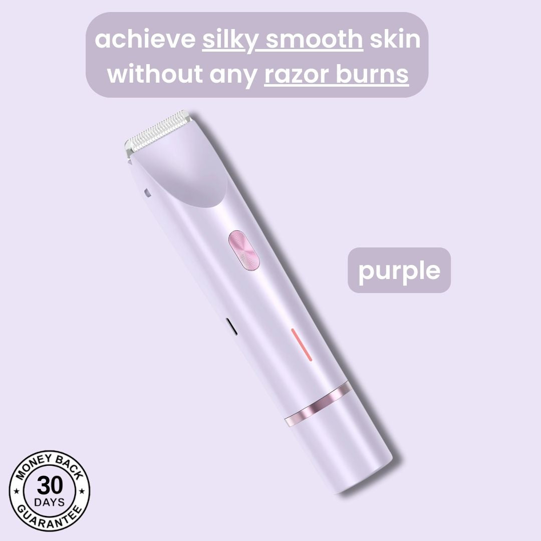 Purple GlowShave women's 2-in-1 body shaver for painless hair removal and smooth, irritation-free skin.