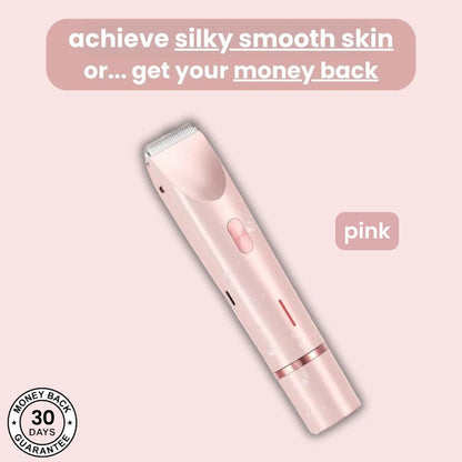 Pink GlowShave 2-in-1 women's body shaver and painless electric razor with 30-day money back guarantee.